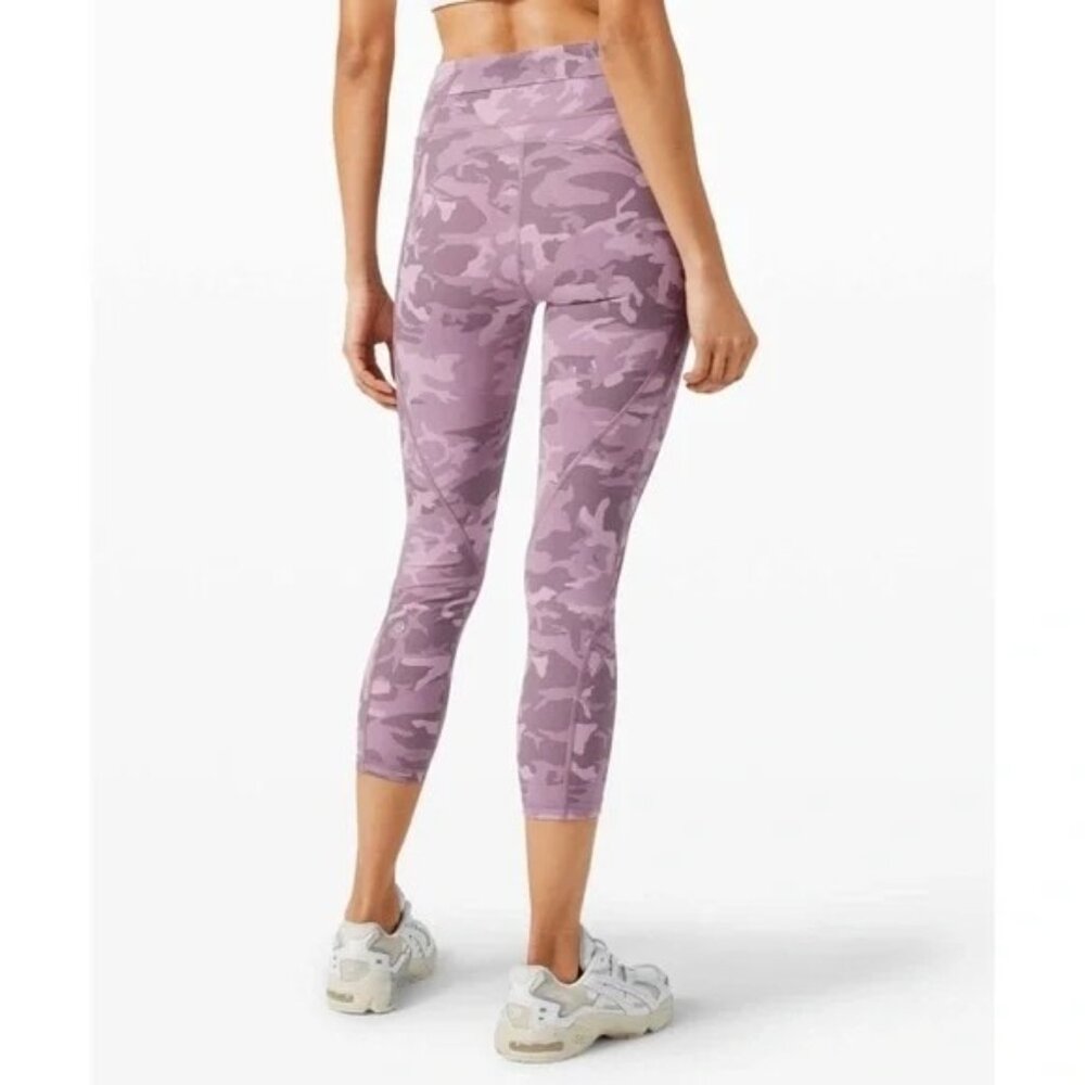 Lululemon Time To Sweat Crop Leggings 23" Icognito Camo Pink Taupe Multi - Picture 3 of 11